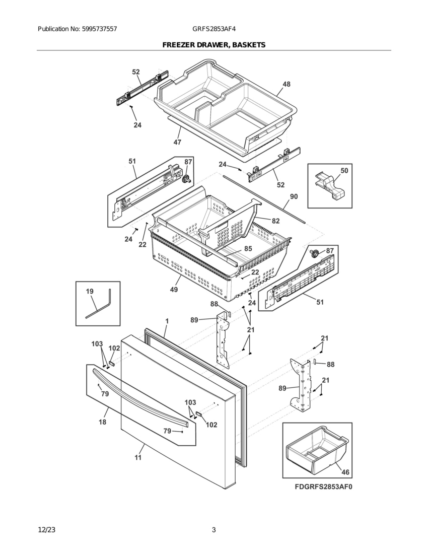 Freezer drawer, baskets