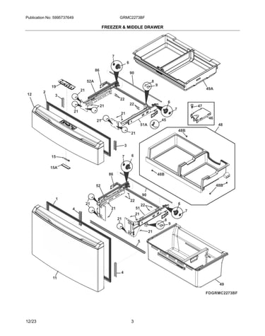 Freezer & middle drawer