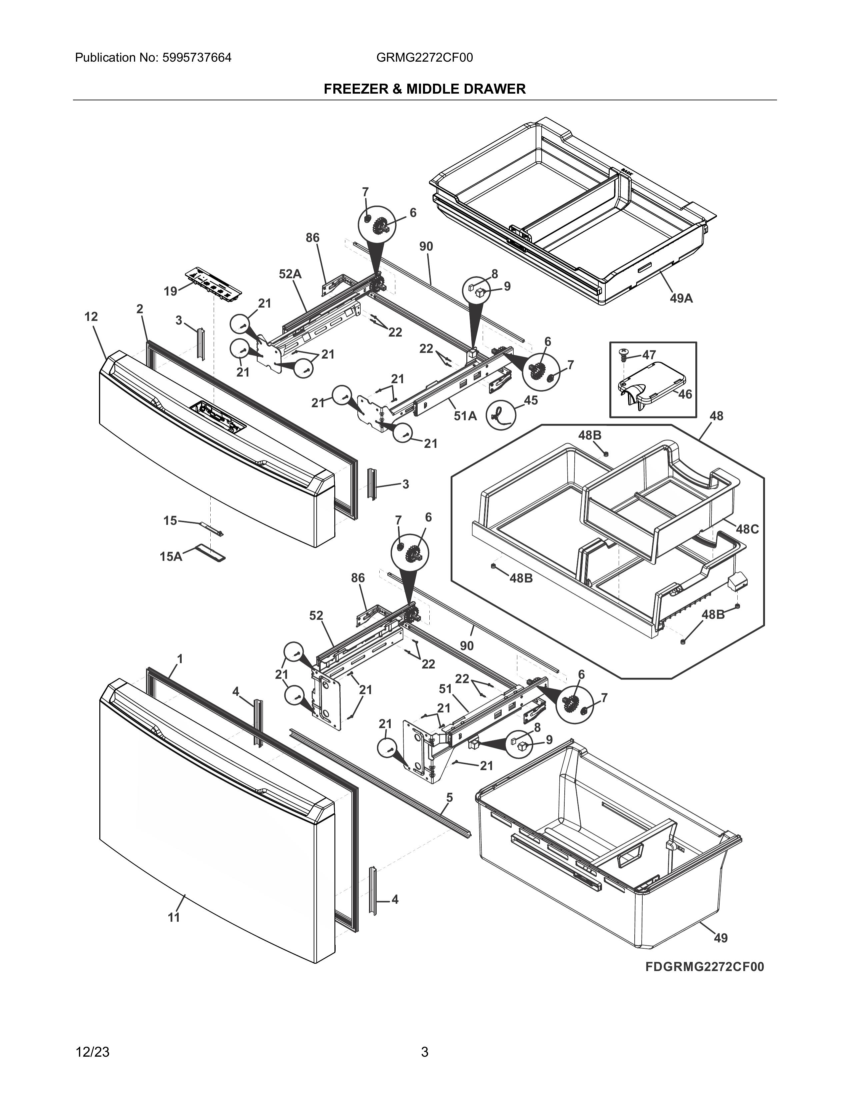 FREEZER & MIDDLE DRAWER