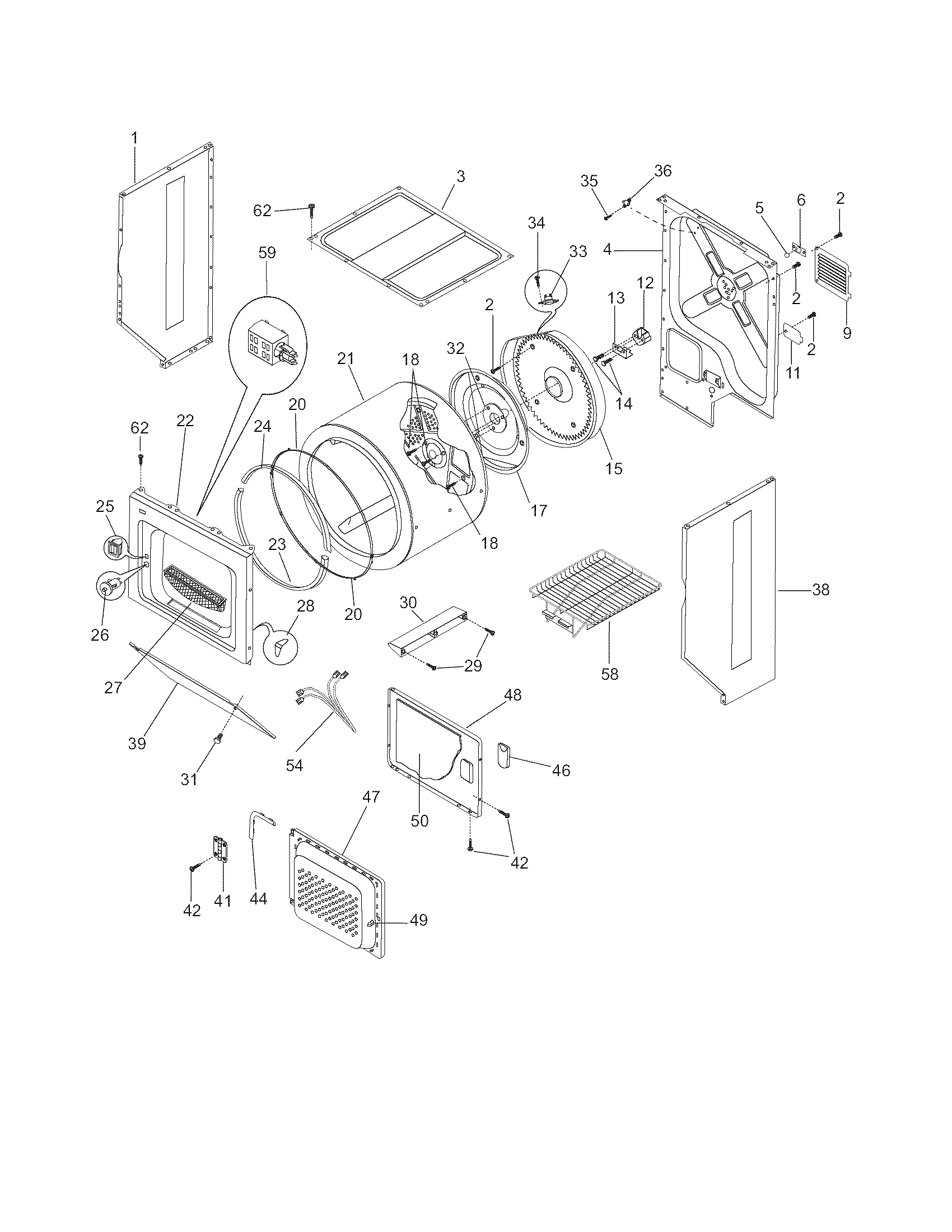 Upper cabinet/drum heater