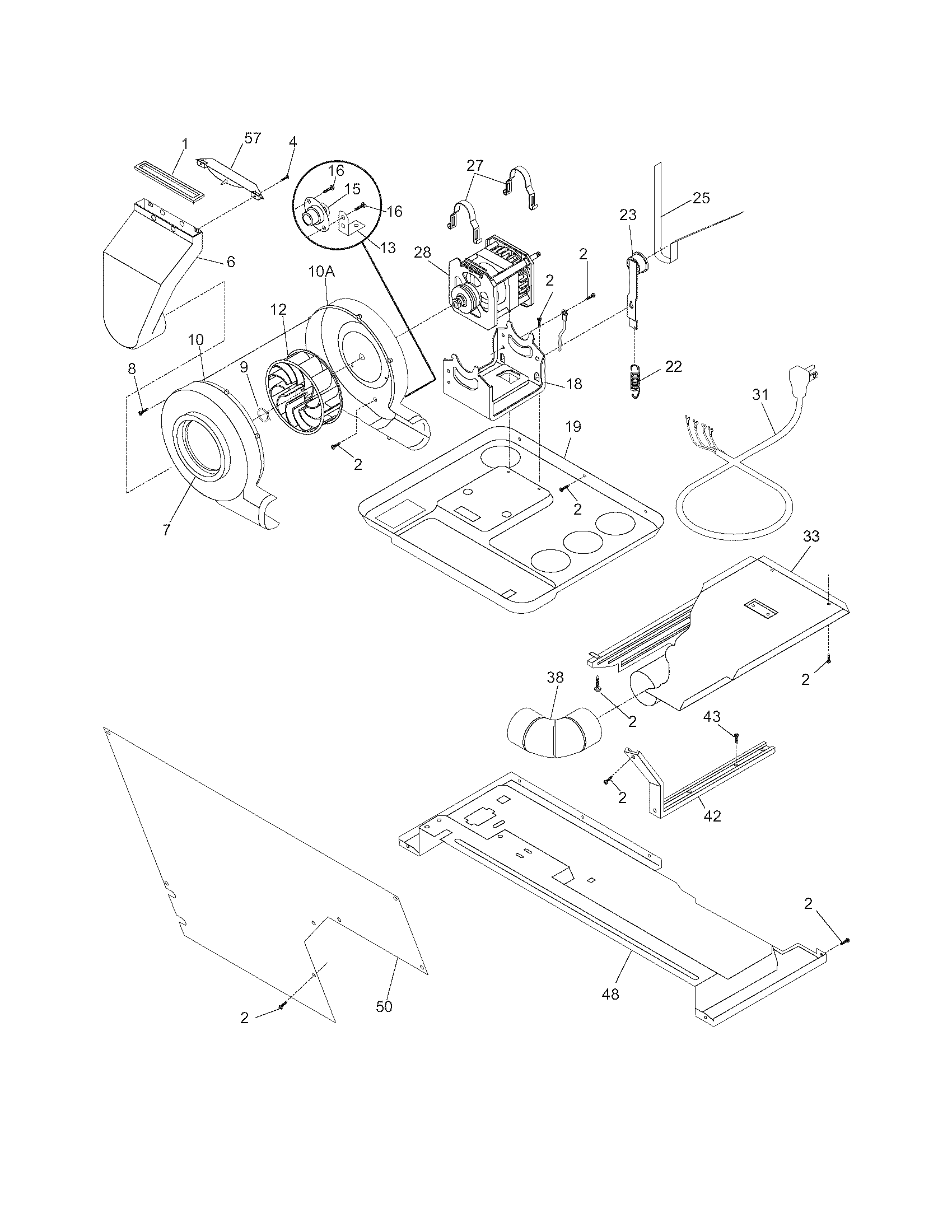 Motor/blower/belt