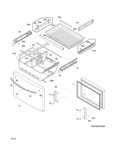 Freezer drawer, baskets