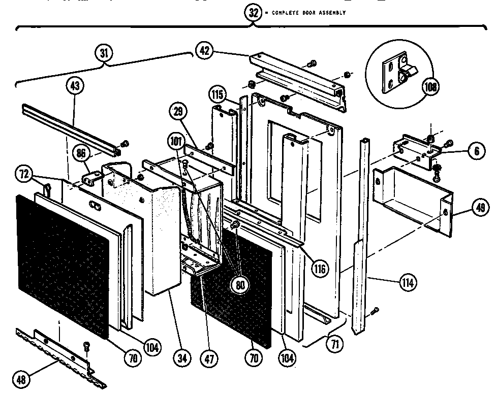 Complete door assembly