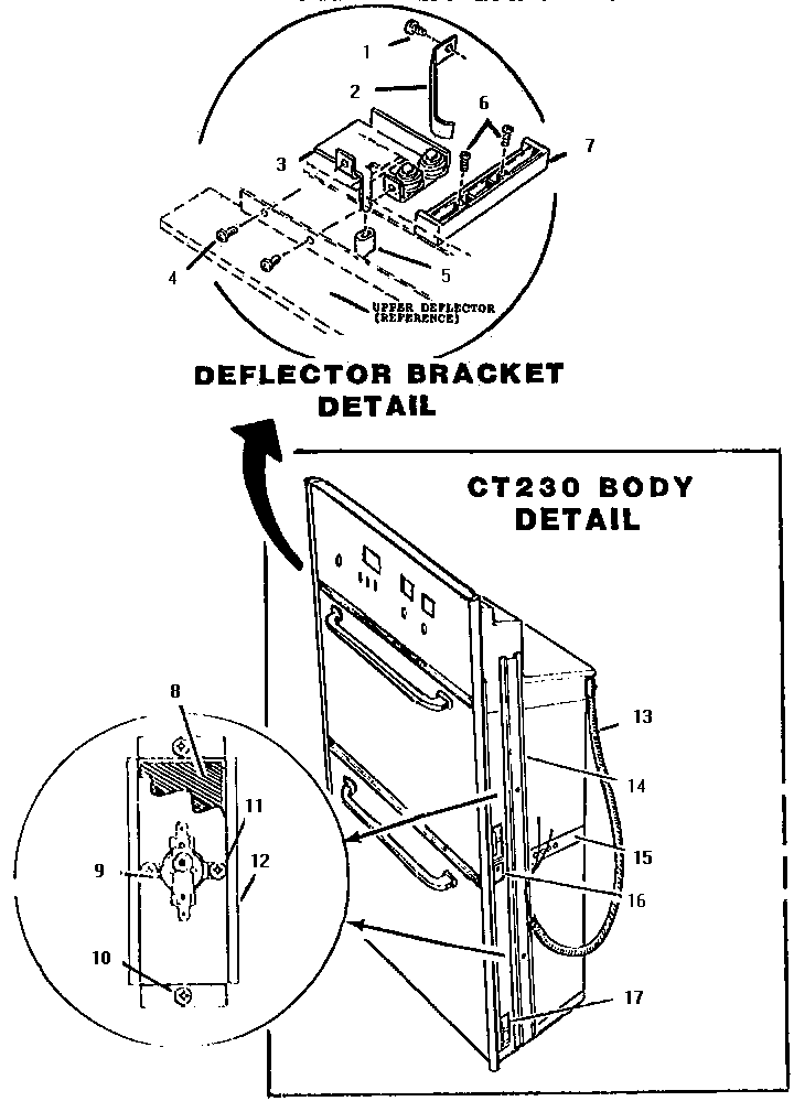 Deflector bracket and body detail