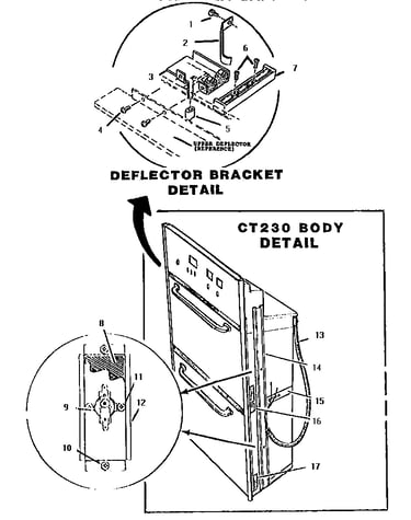 Deflector bracket and body detail