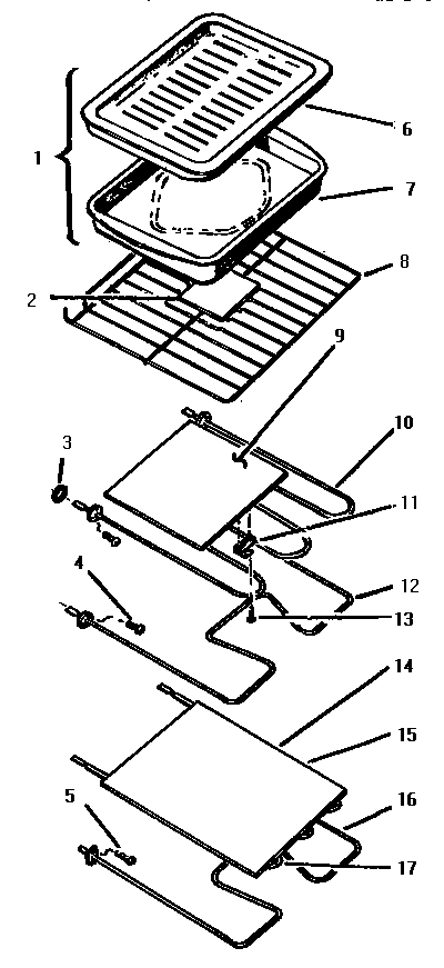 Rack, elements & pan assembly