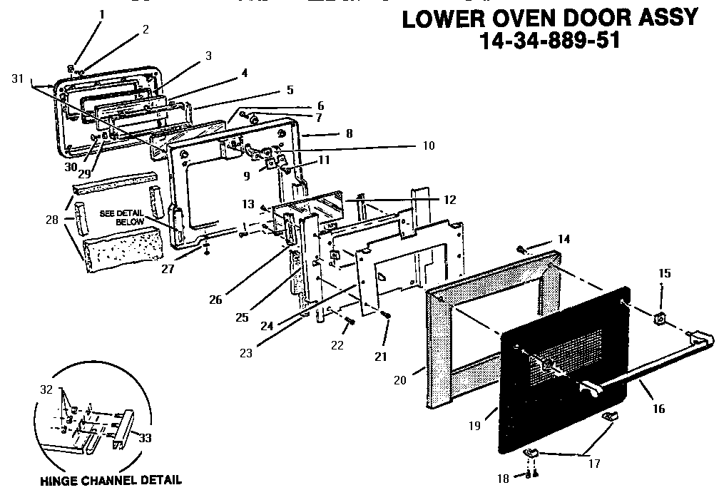 Lower oven door assembly