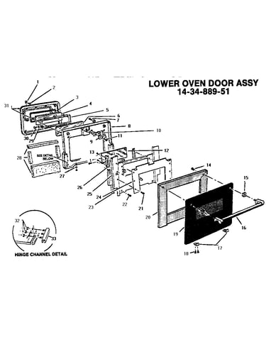Lower oven door assembly