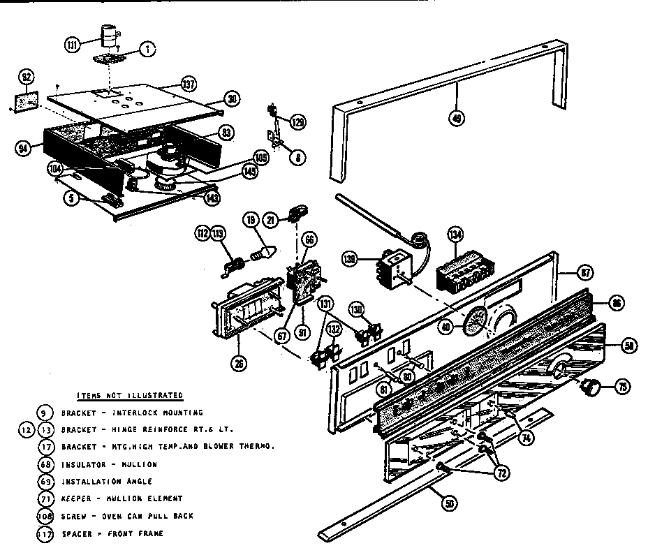 Self cleaning oven control section