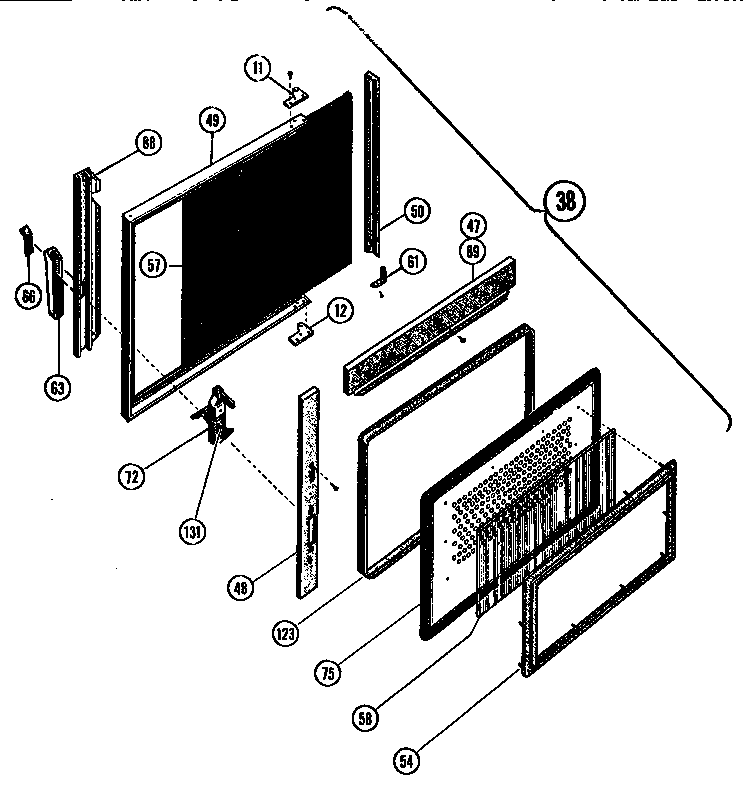 Microwave food cavity door