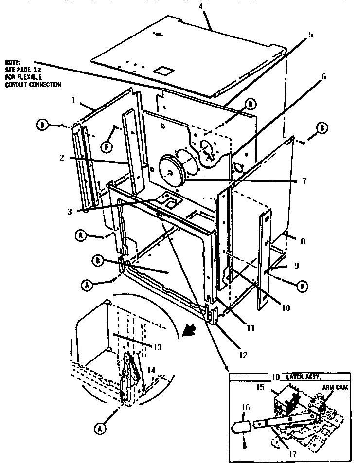 Oven body assembly, front view