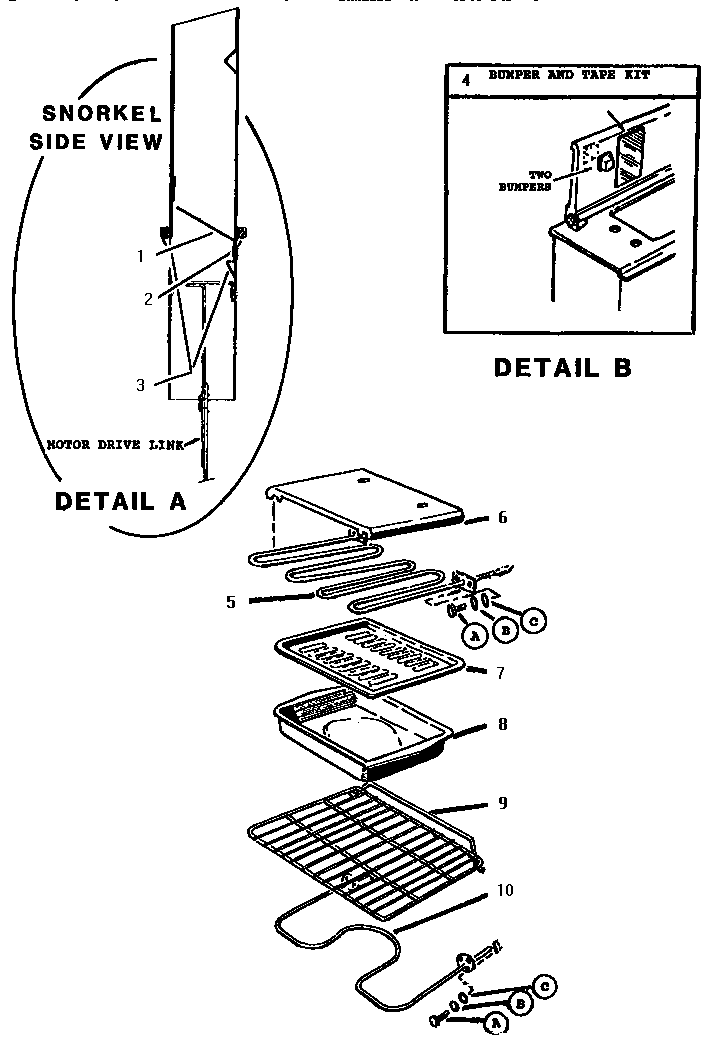 Racks, elements and pan assembly