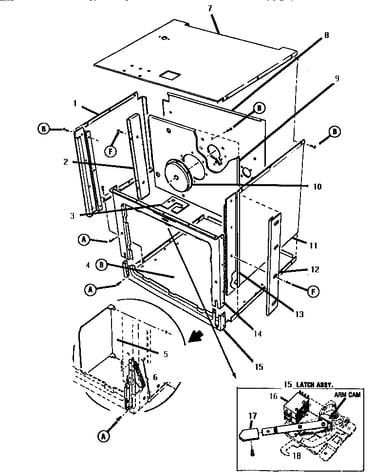 Oven body assembly, front view