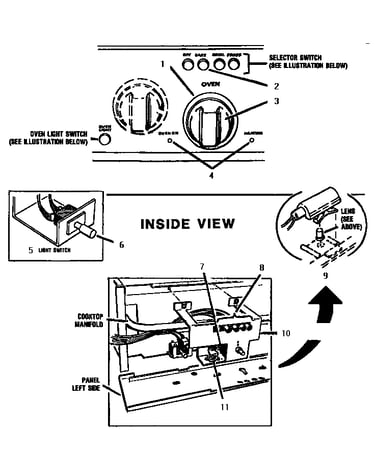 Small oven controls, left side