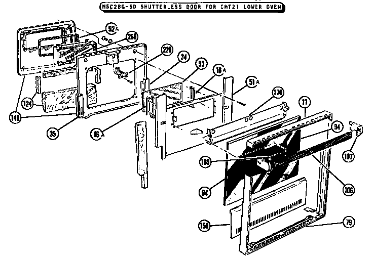 Shutterless oven door, lower