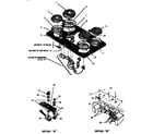 Thermador CVSE36B cooktop, elements and control parts diagram