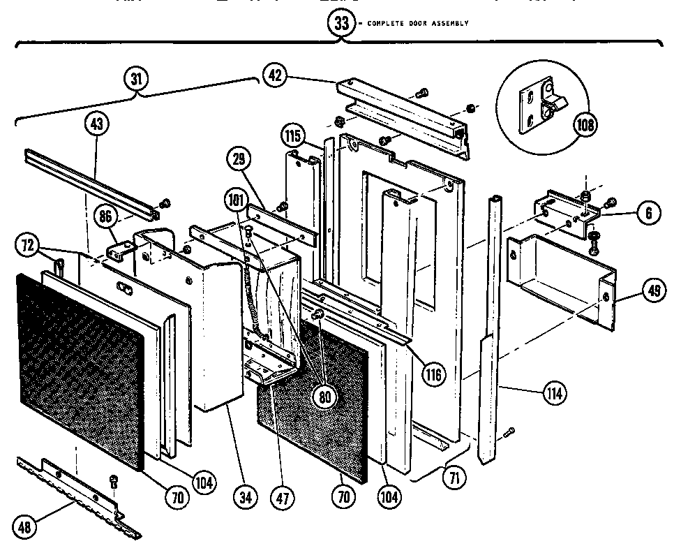 Complete door assembly