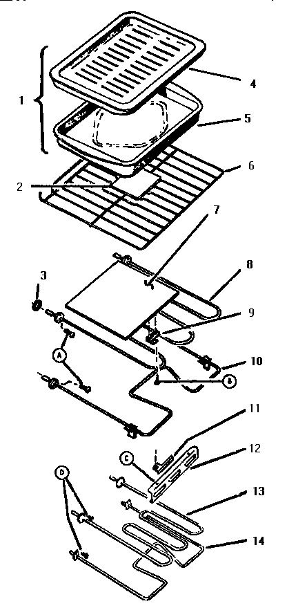 RACK, ELEMENTS, AND PAN ASSEMBLIES