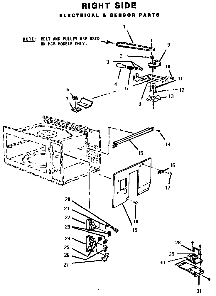 Electrical and sensor parts, right side