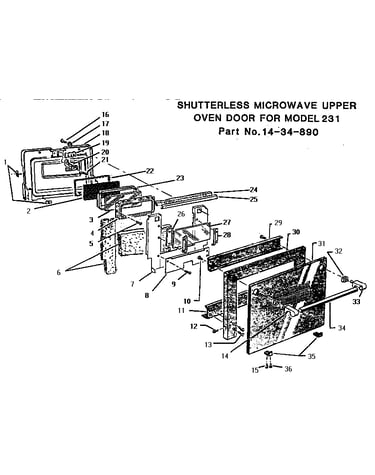 Microwave oven door, upper