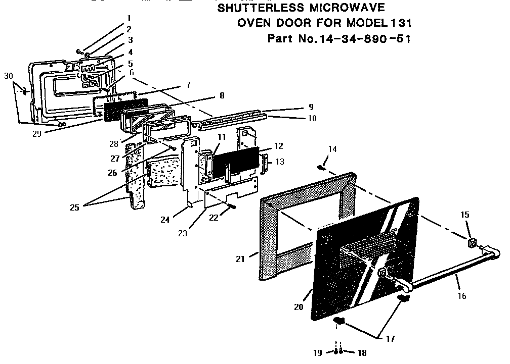 Microwave oven door, upper