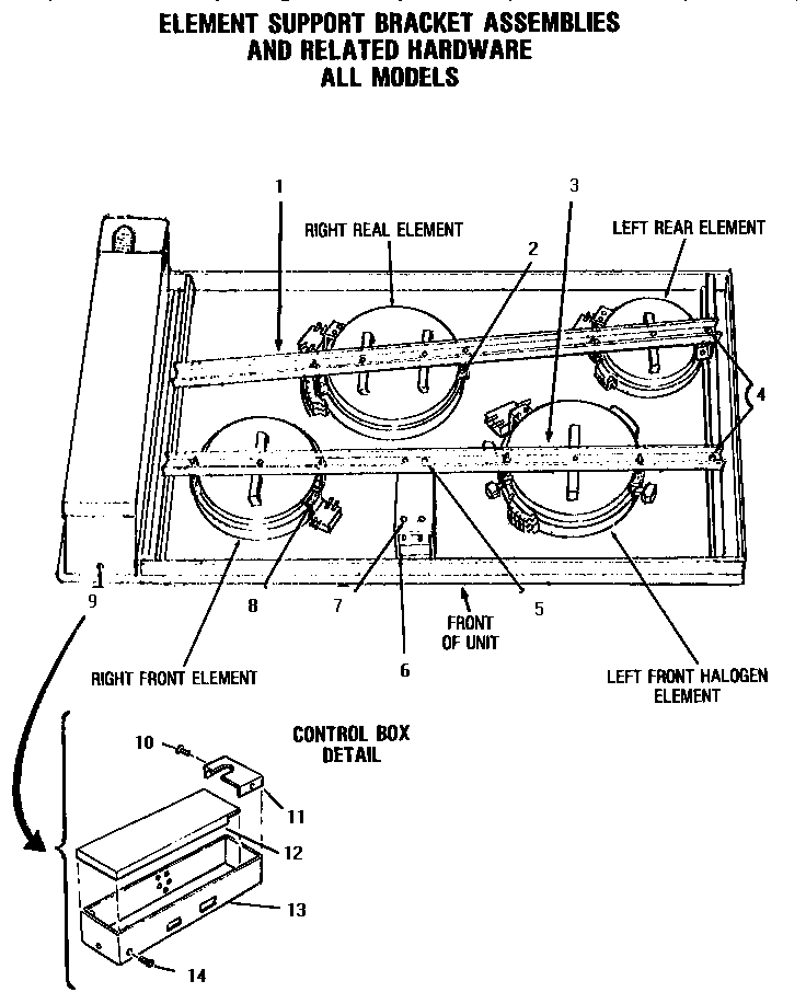 Element support bracket assemblies