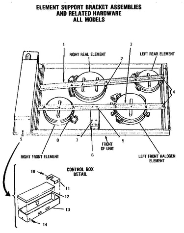 Element support bracket assemblies