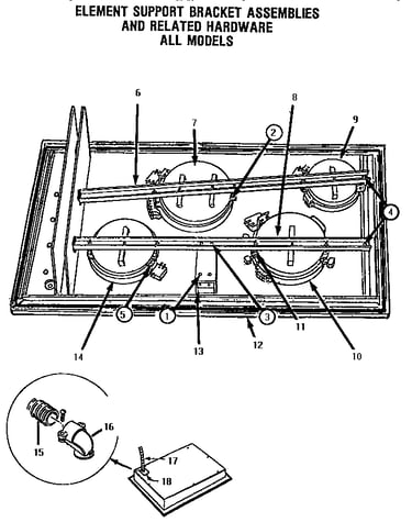 Element support bracket assemblies