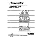 Thermador SGN36GW parts list cover sheet diagram
