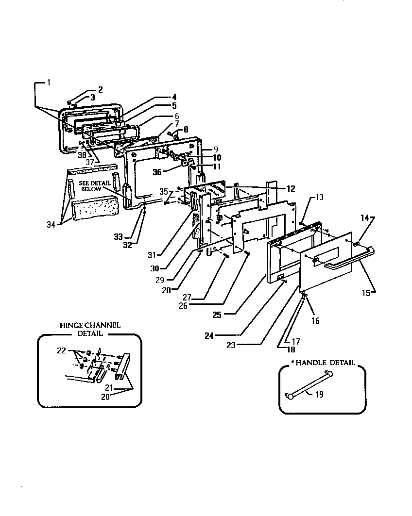 Lower oven door assembly