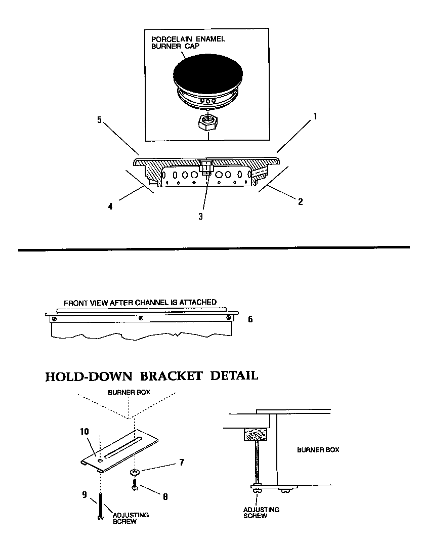 Burner cap assembly/rear support bar detail