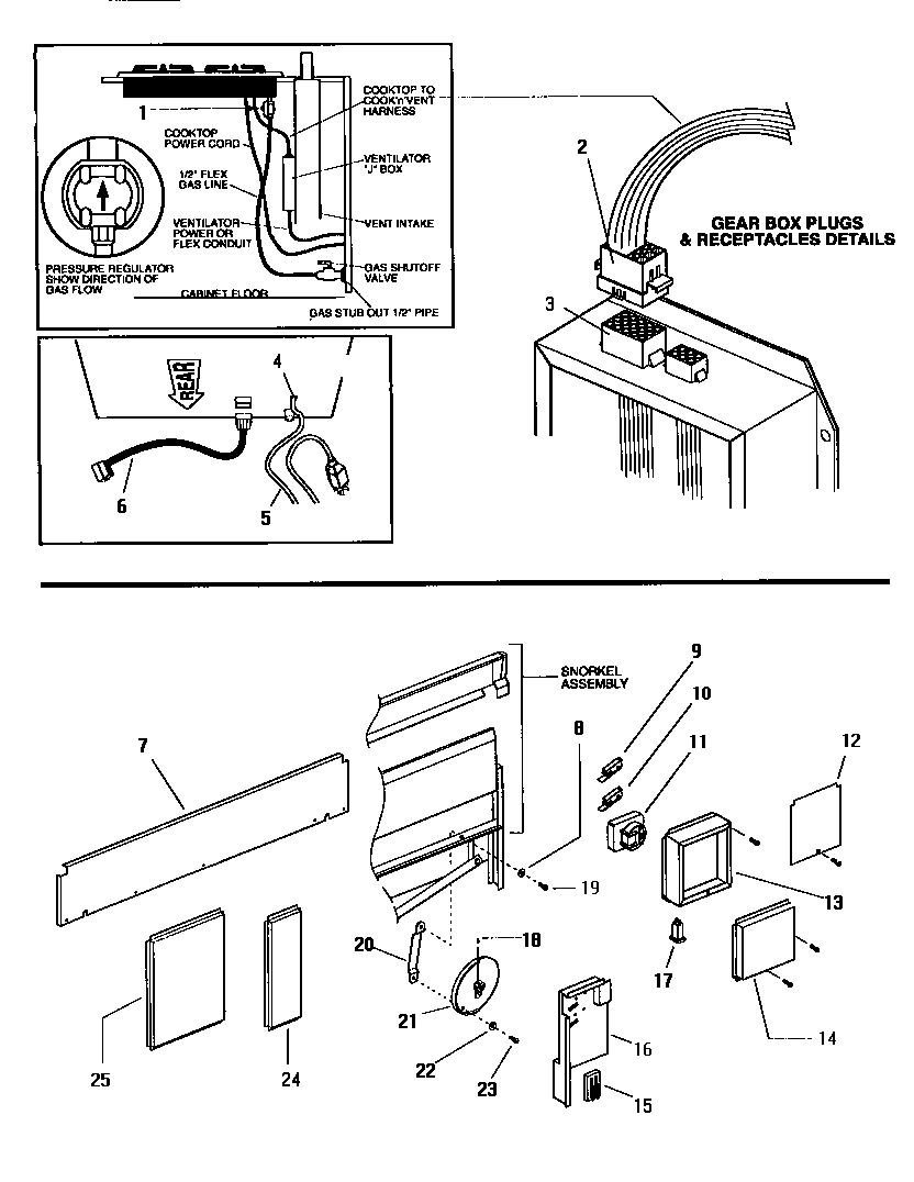 Gear box/snorkel and gear box assembly