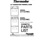 Thermador CT227WC front cover diagram