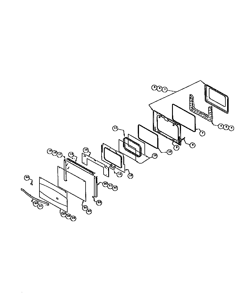 Main oven door assembly