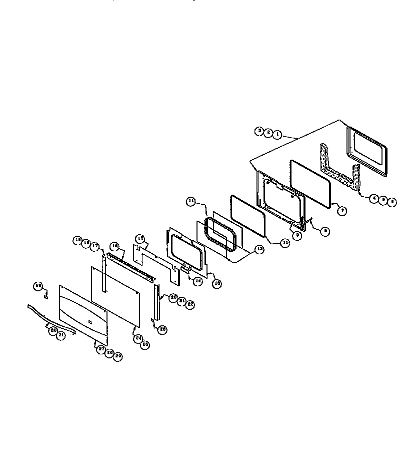 Main oven door assembly