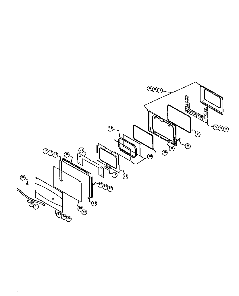 Main oven door assembly