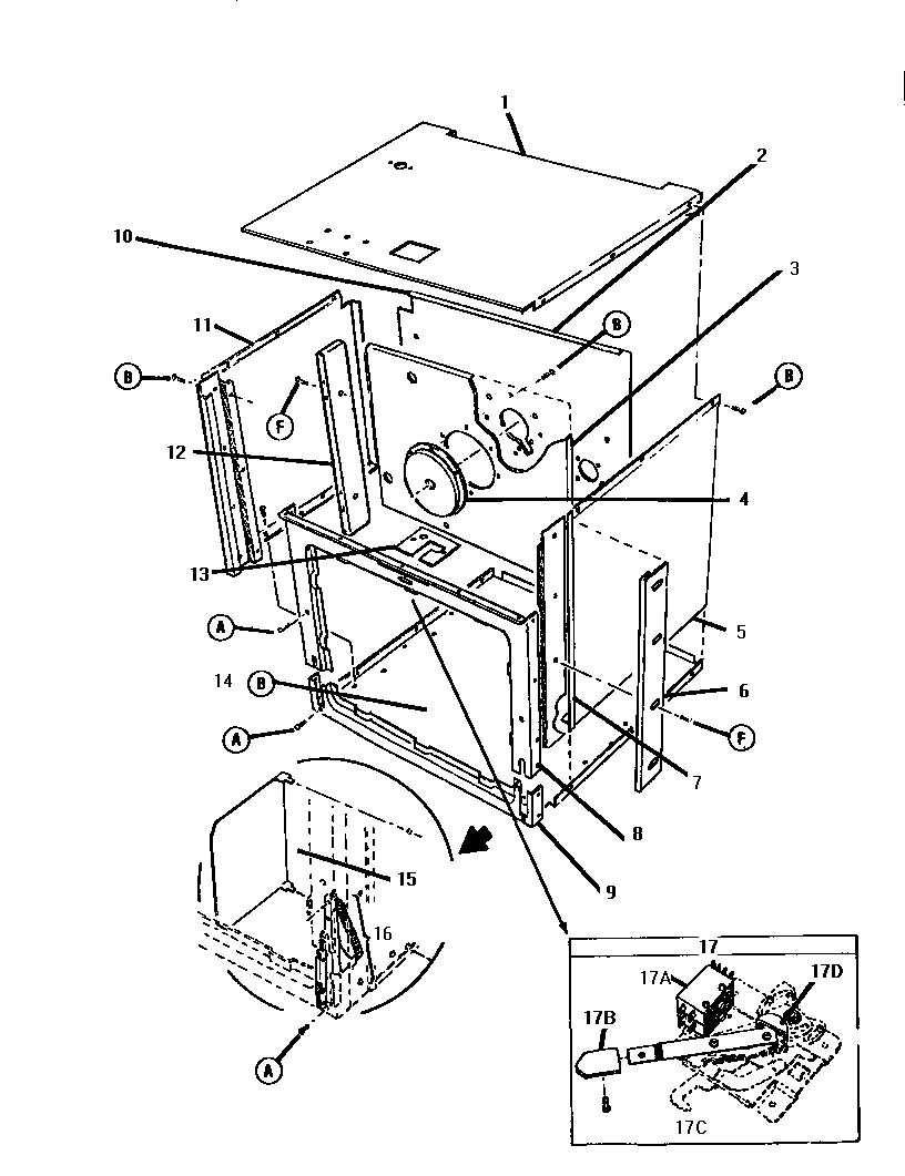 Oven body assembly-front view