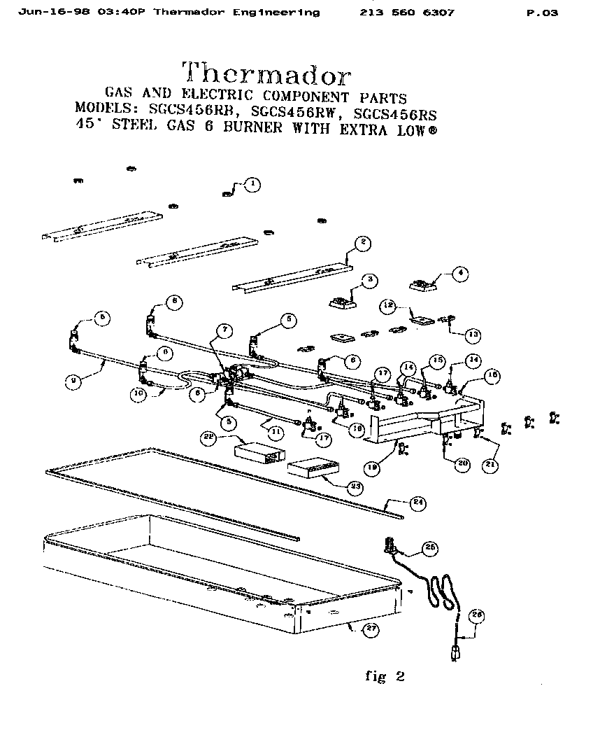 Gas and electric components (sgcs456rb) (sgcs456rs) (sgcs456rw)