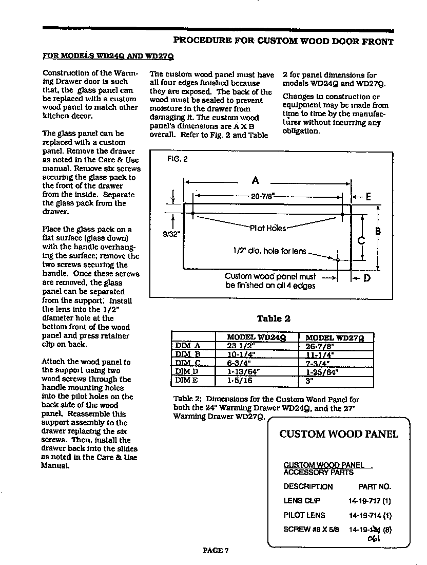 PROCEDURE FOR CUSTOM WOOD DOOR FRONT