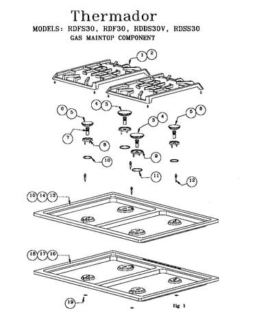 Gas maintop component (rdds30vqb(prior-9707)) (rdds30vrs(prior-9707)) (rdf30qb(prior-9708)) (rdf30qw(prior-9708)) (rdf30rs(prior-9707)) (rdfs30(prior-9708)) (rdss30(prior-9707))