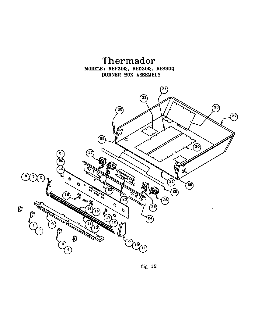 Burner box assembly (ref30qb(prior-9708)) (ref30qw(prior-9708)) (res30qb(prior-9708))