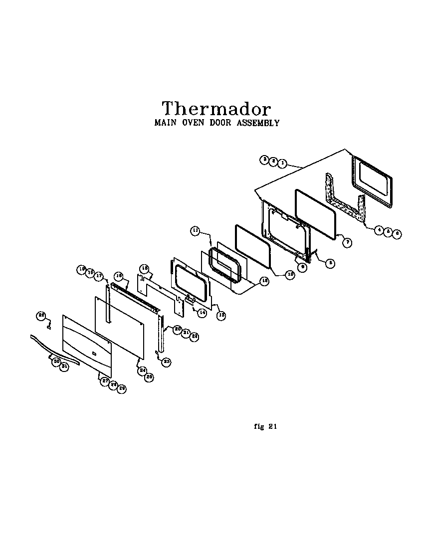 Main oven door assembly