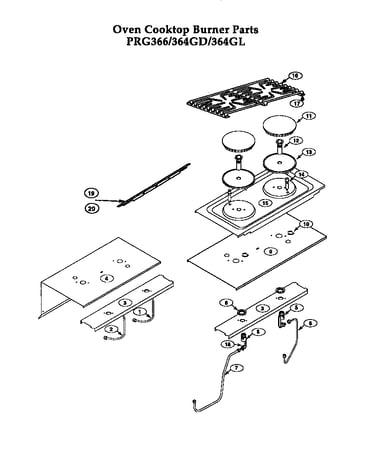 Oven cooktop burners