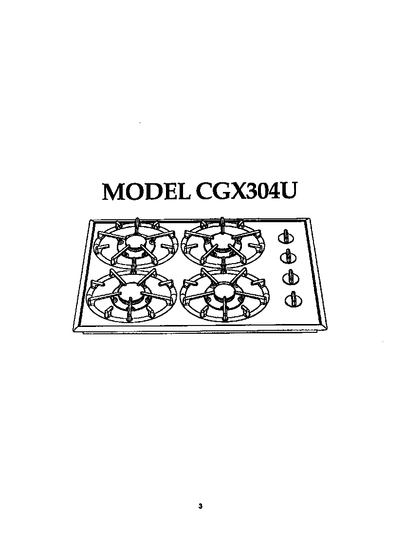 Cooktop model cgx304u
