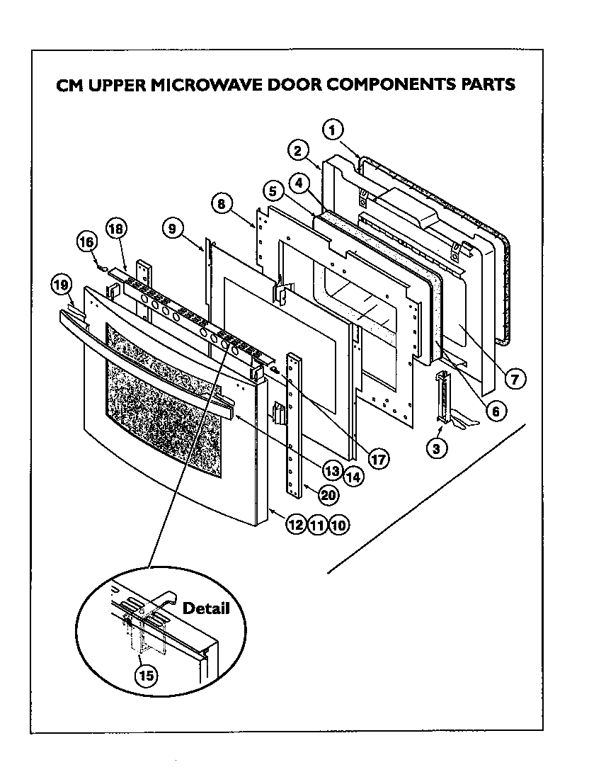 Cm upper microwave door components