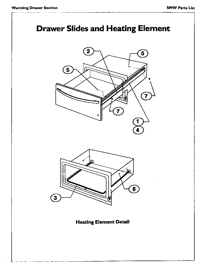 Drawer slides and heating element