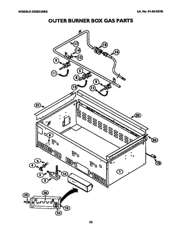 Outer burner box gas parts