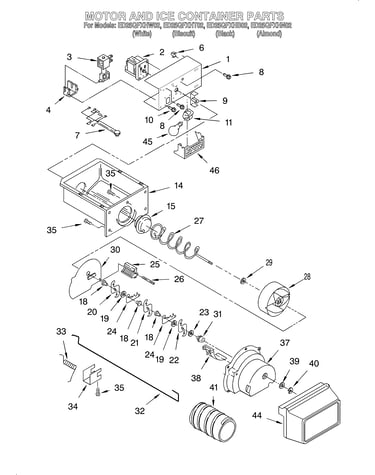 Motor and ice container