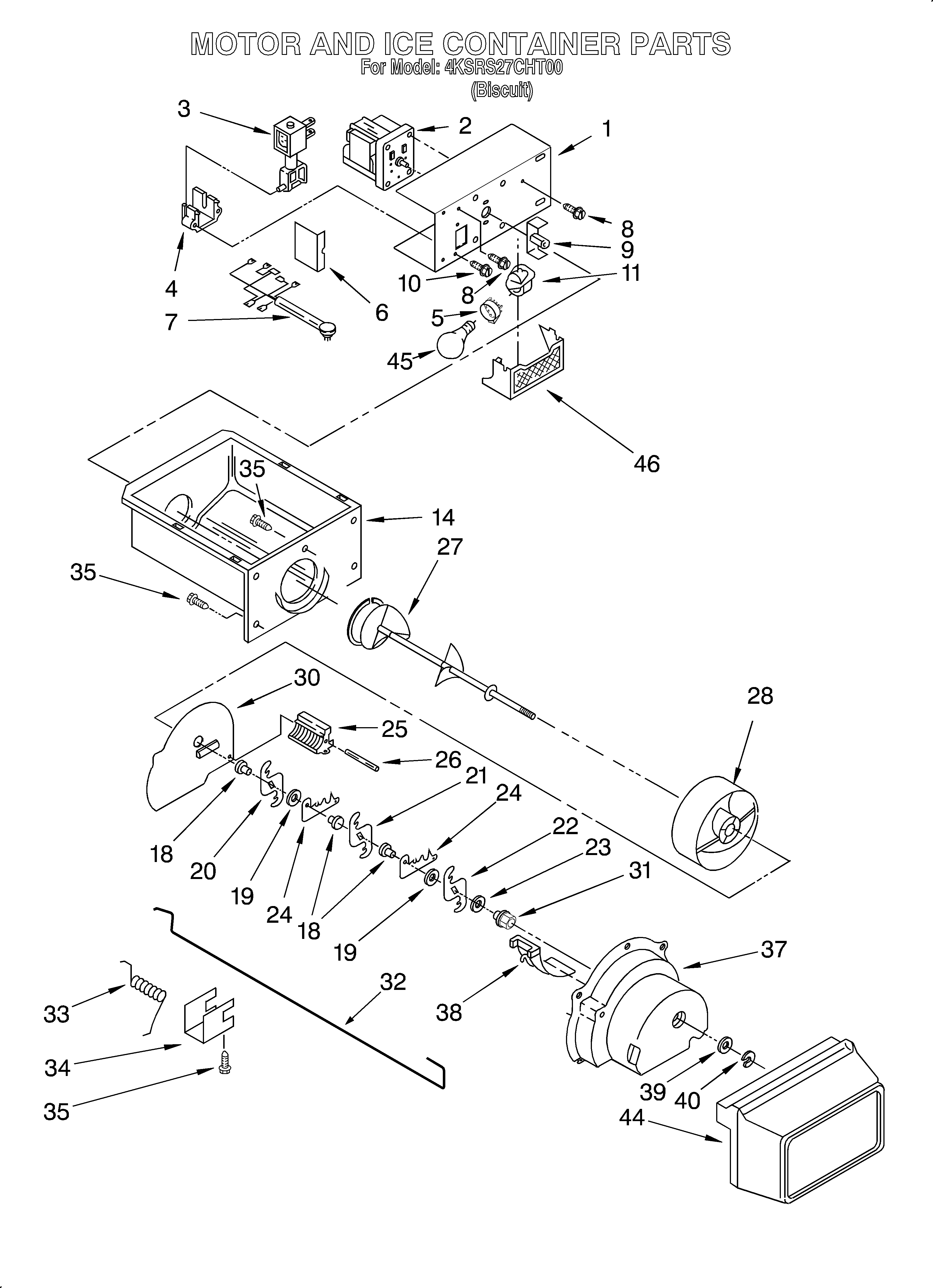 Motor and ice container