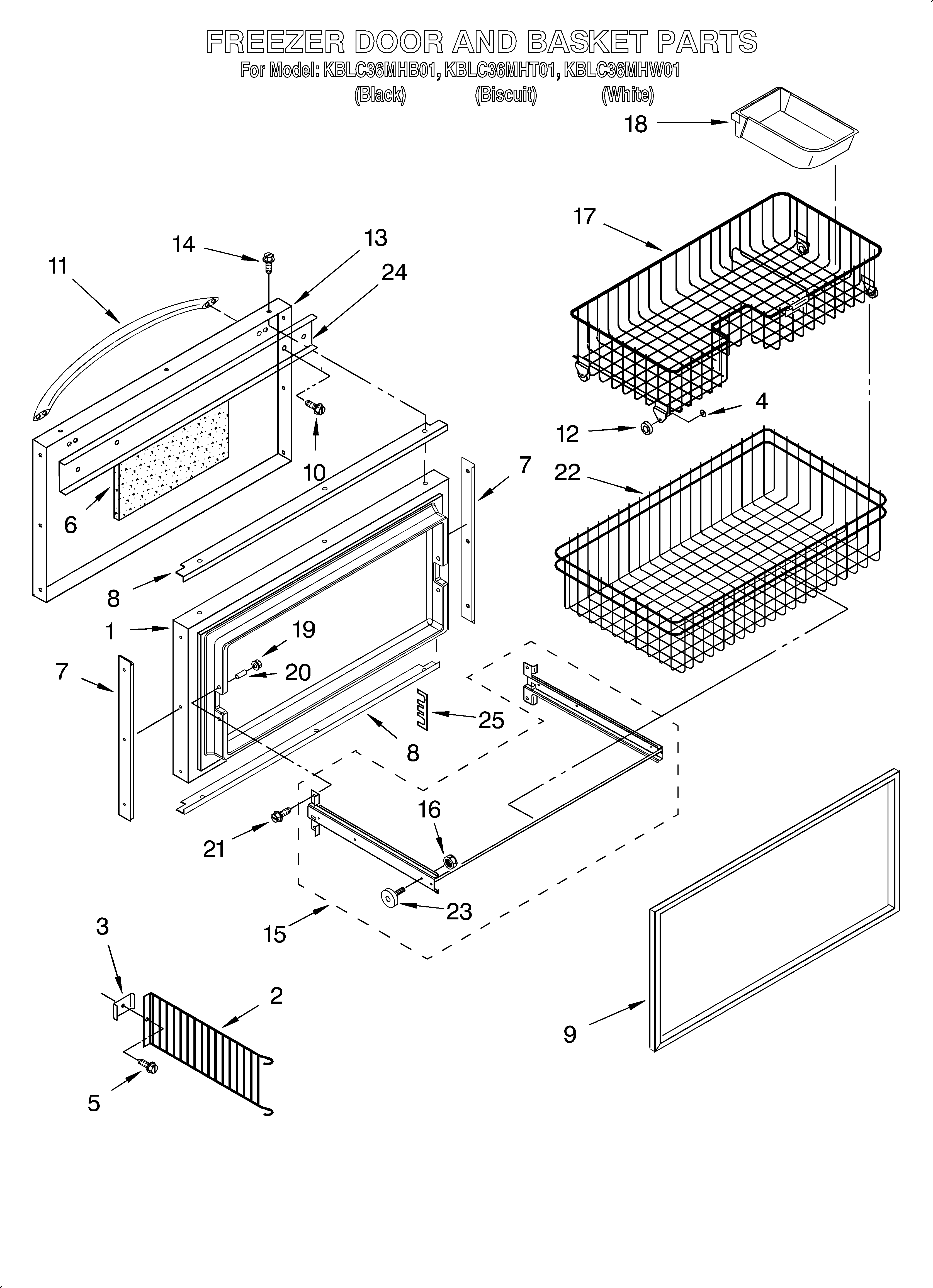 FREEZER DOOR AND BASKET